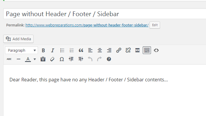 Page without Header / Footer / Sidebar